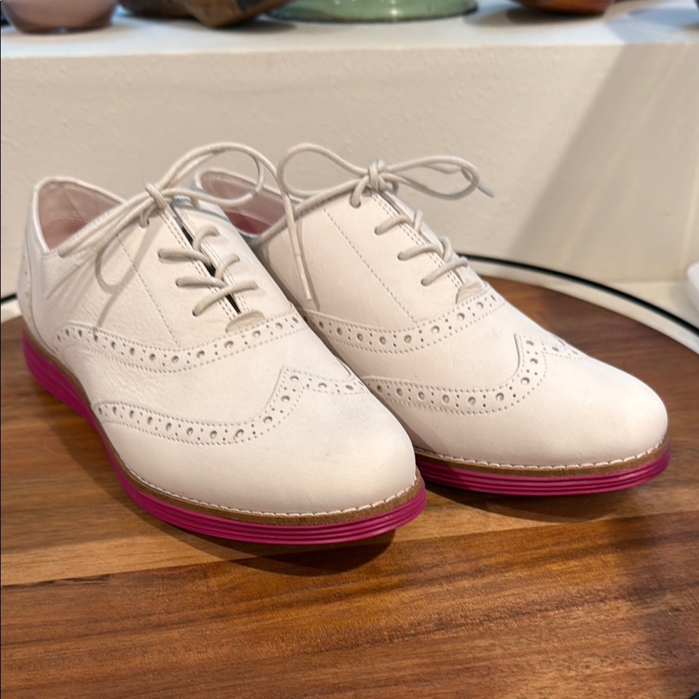 Cole Haan Grand Wing II White and Pink Oxford